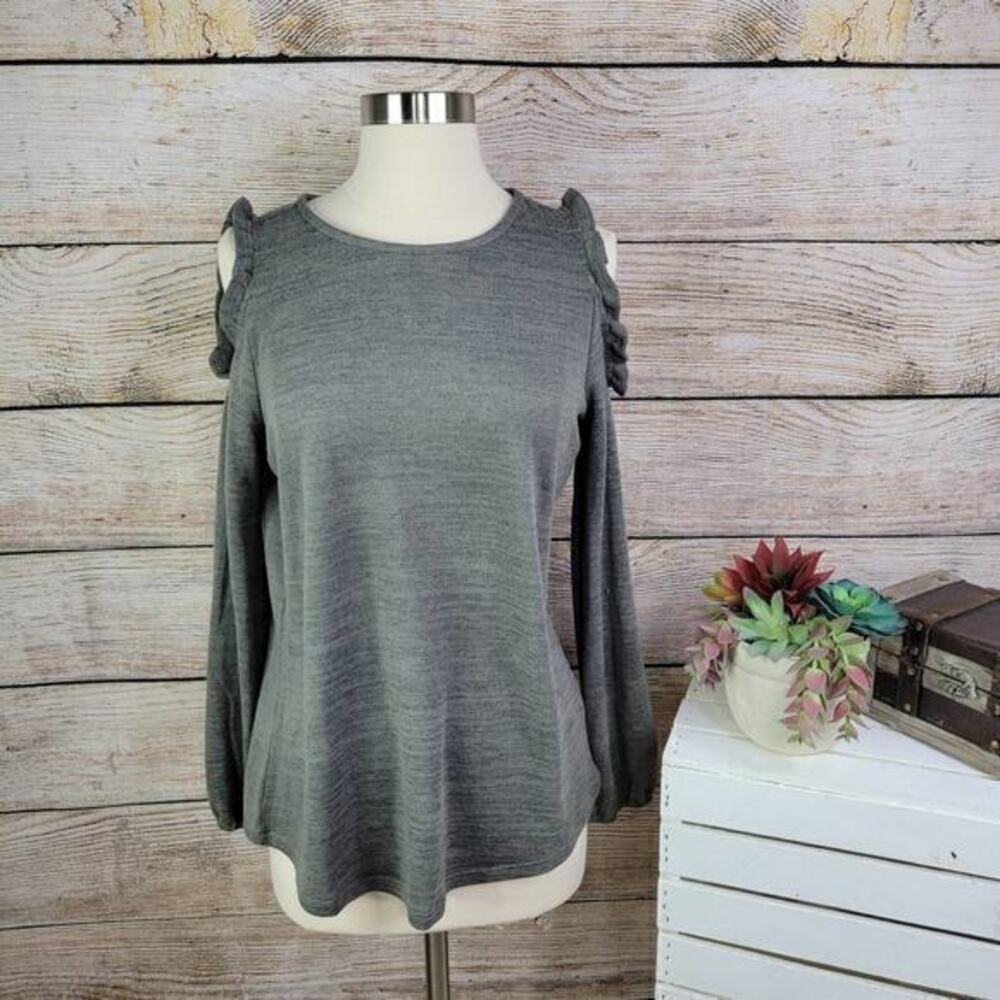 NWT DG2 by Diane Gilman Cold-Shoulder Ruffle Top Size Small
